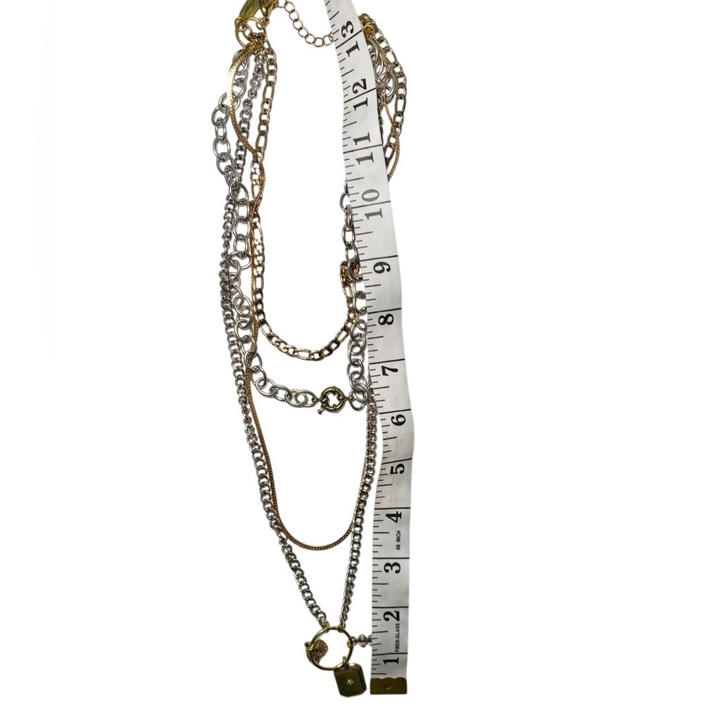 Plunder Layered Silver and Gold Chain Necklace - Picture 5 of 6